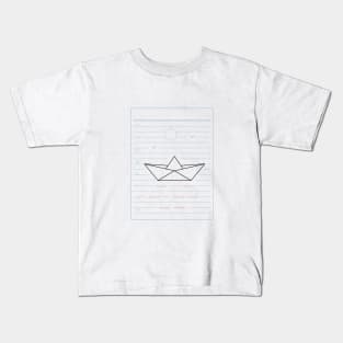 Japanese Origami Boat on Paper Kids T-Shirt